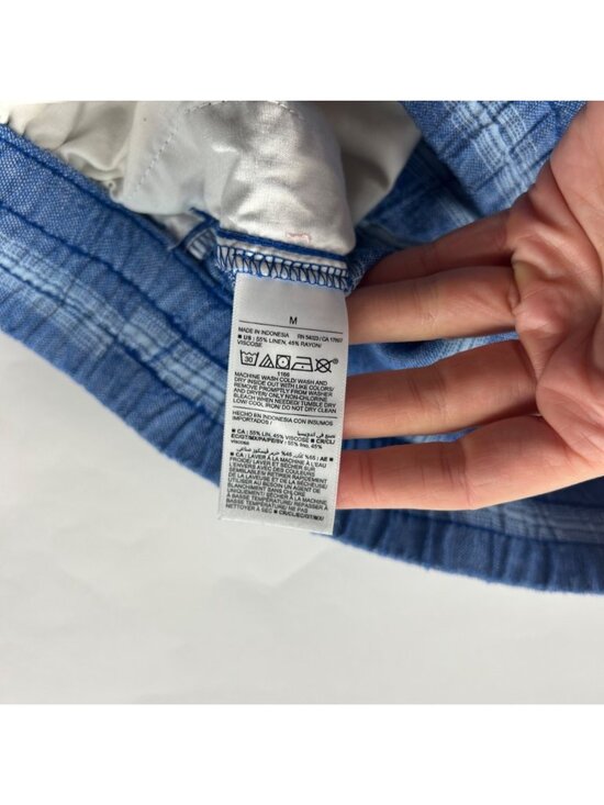 Old Navy Bright Blue Striped Linen Blend High Rise Wide Leg Lounge Pant M - Picture 5 of 7